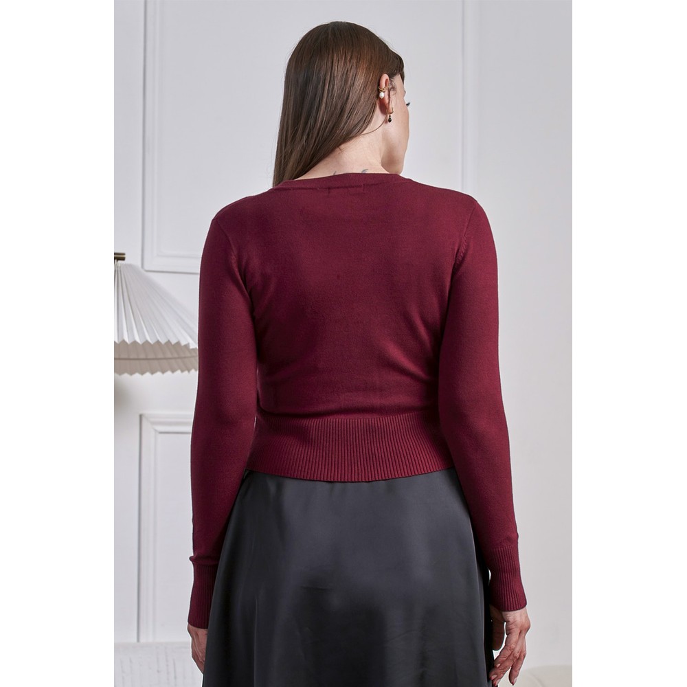 Banned - Nara Roses And Daisies Cardigan - Burgundy